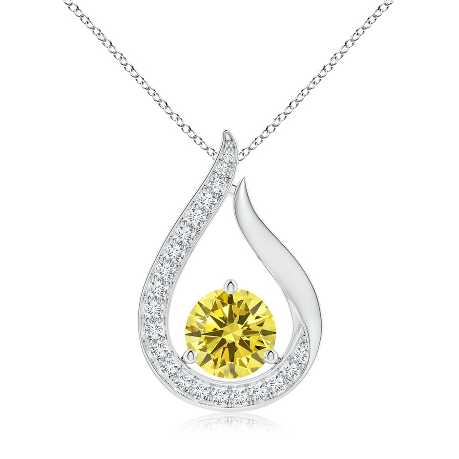 7mm Labgrown Floating Lab-Grown Fancy Intense Yellow Diamond Tulip Pendant in White Gold 