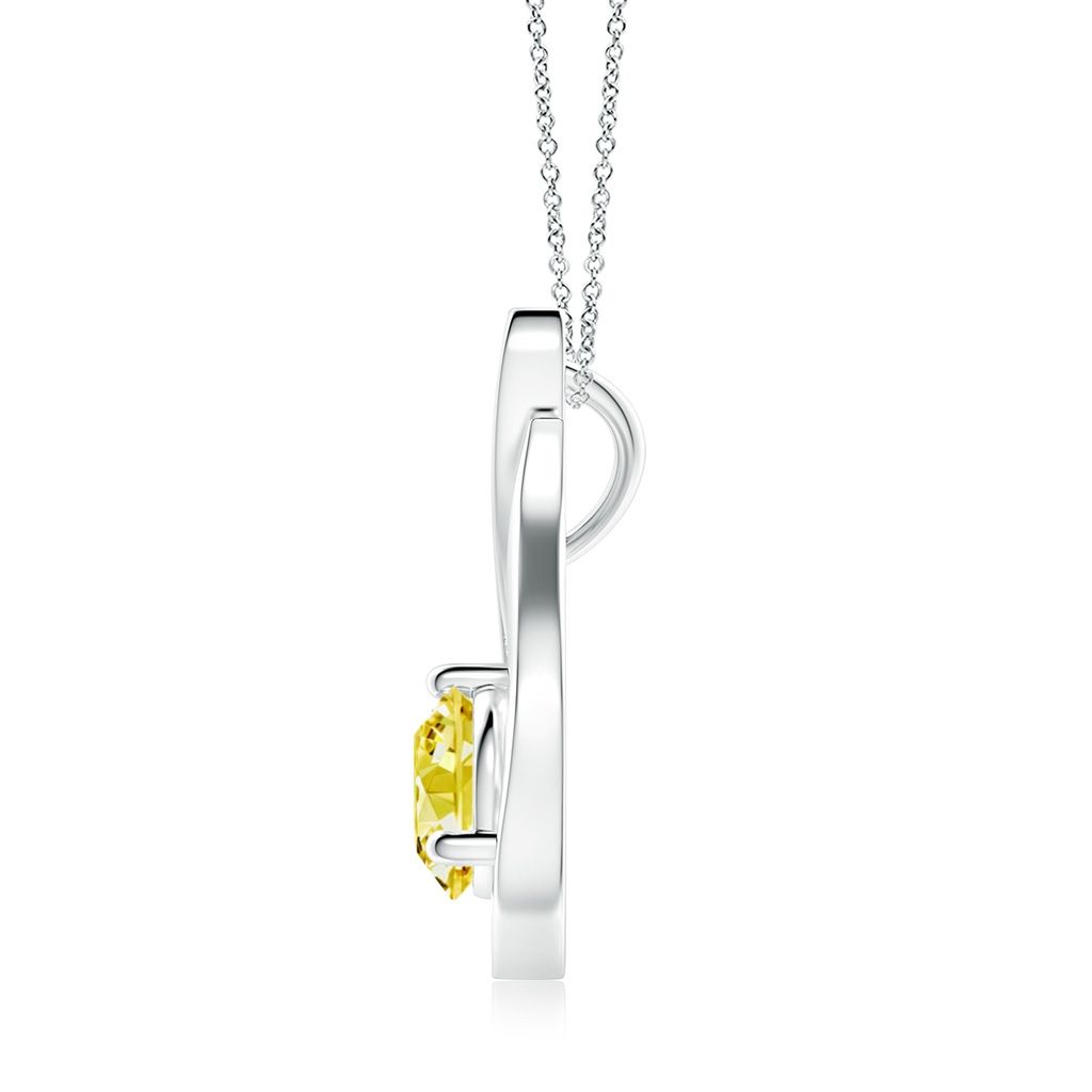 7mm Labgrown Floating Lab-Grown Fancy Intense Yellow Diamond Tulip Pendant in White Gold - side 199