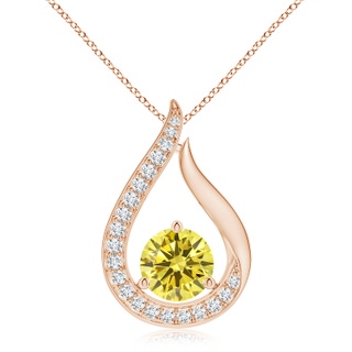 8mm Labgrown Floating Lab-Grown Fancy Intense Yellow Diamond Tulip Pendant in Rose Gold