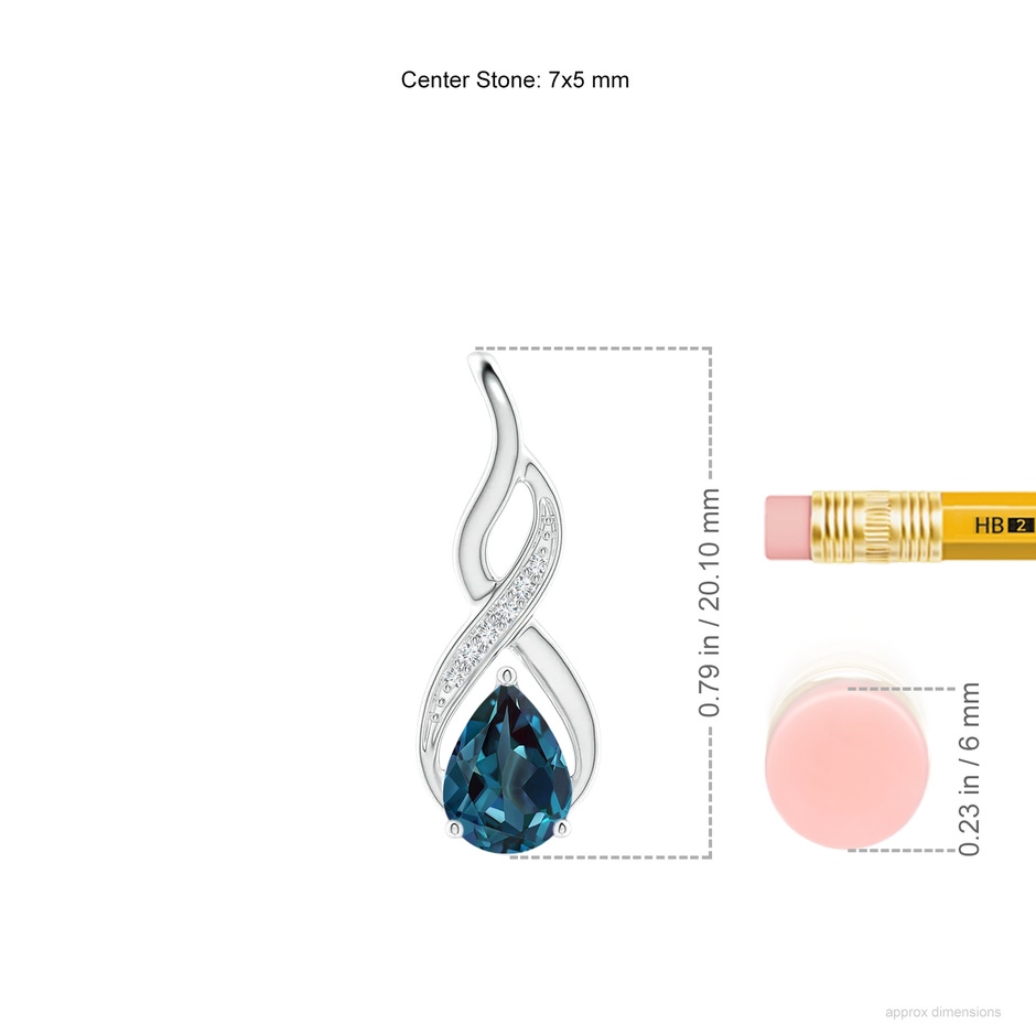 7x5mm Labgrown Lab-Grown Alexandrite Infinity Swirl Pendant with Diamonds in P950 Platinum ruler