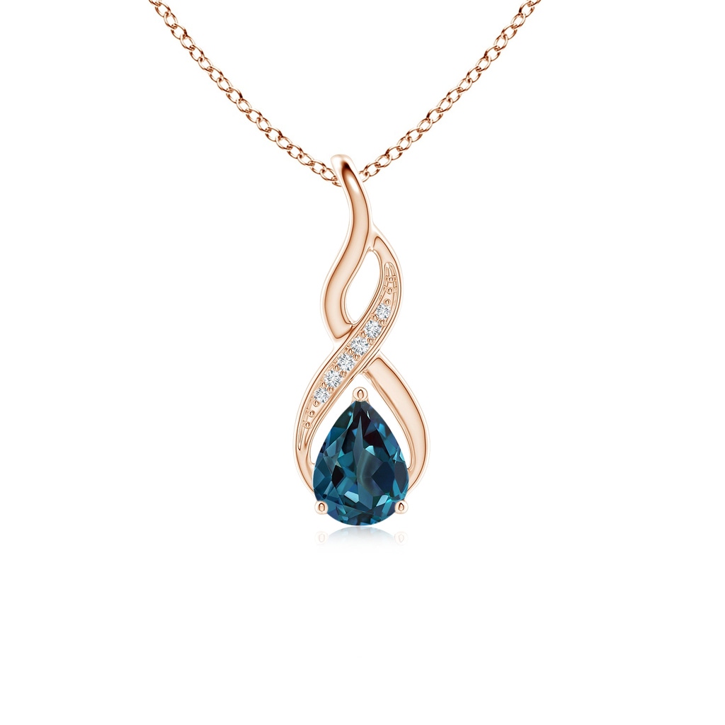 7x5mm Labgrown Lab-Grown Alexandrite Infinity Swirl Pendant with Diamonds in Rose Gold