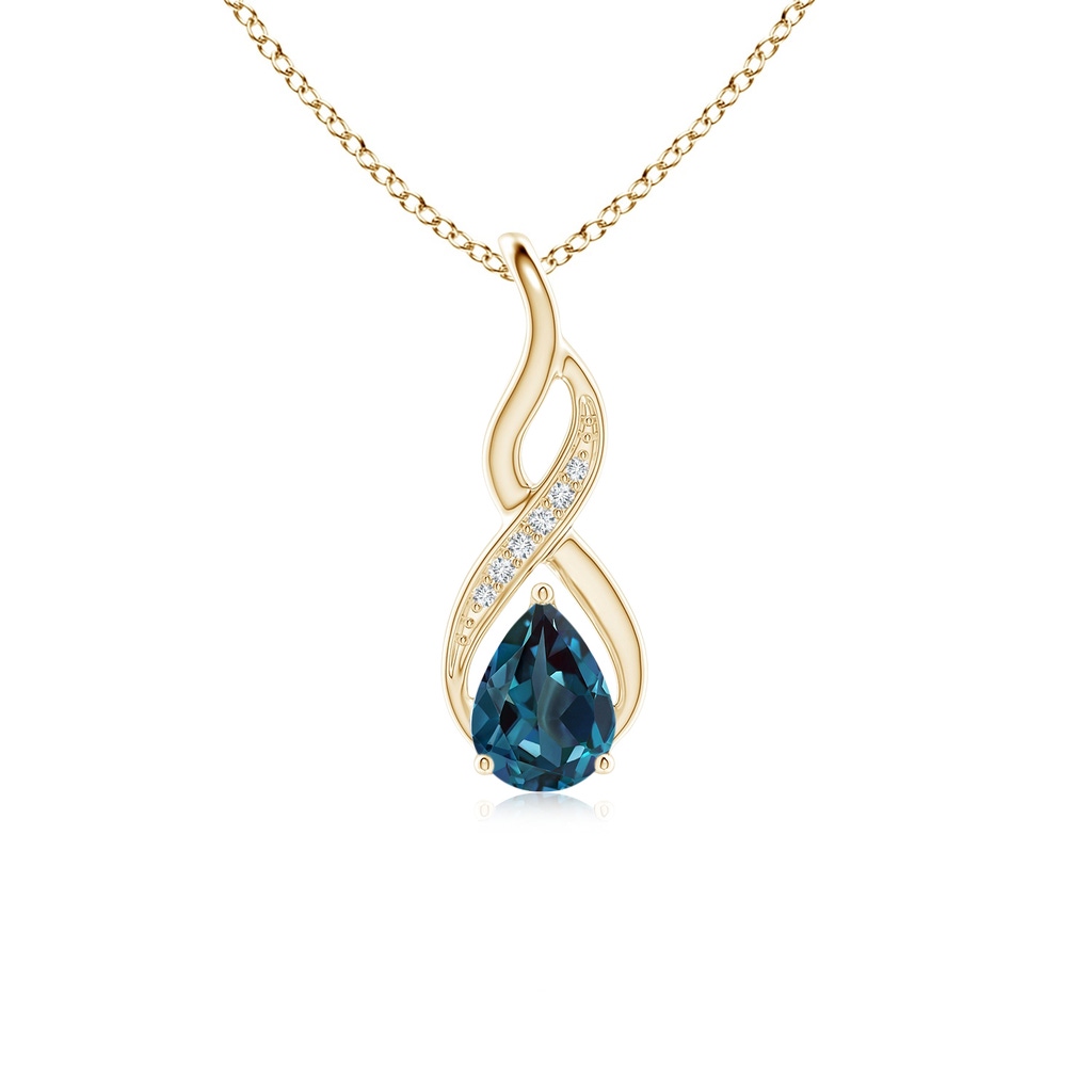 7x5mm Labgrown Lab-Grown Alexandrite Infinity Swirl Pendant with Diamonds in Yellow Gold