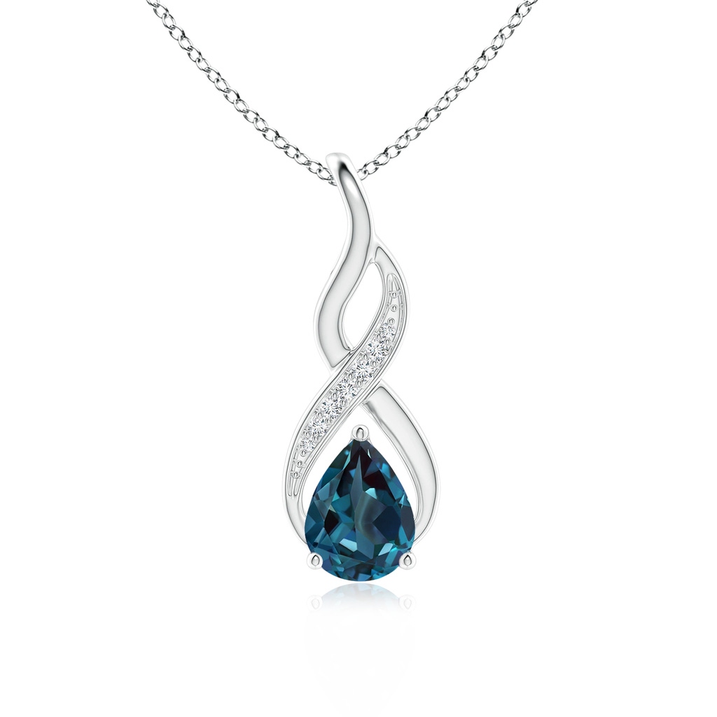 8x6mm Labgrown Lab-Grown Alexandrite Infinity Swirl Pendant with Diamonds in White Gold