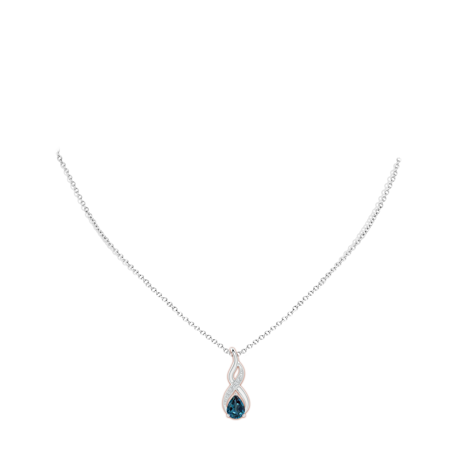 8x6mm Labgrown Lab-Grown Alexandrite Infinity Swirl Pendant with Diamonds in White Gold - body_neck