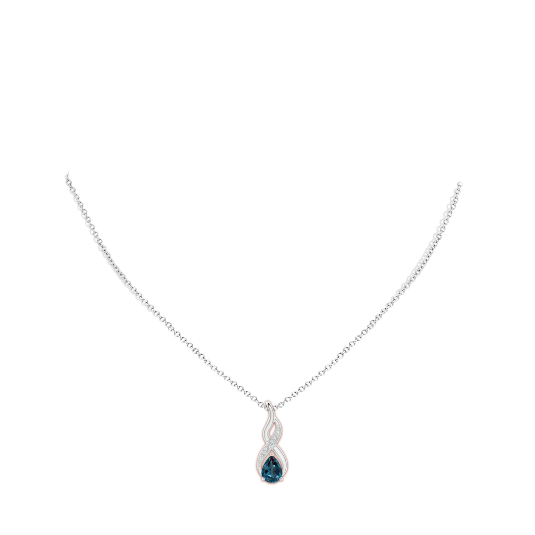 8x6mm Labgrown Lab-Grown Alexandrite Infinity Swirl Pendant with Diamonds in White Gold - body_neck