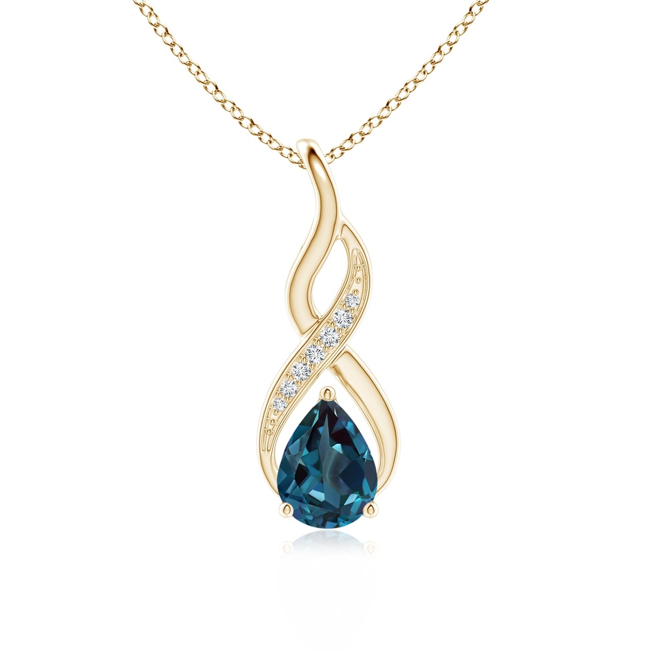 8x6mm Labgrown Lab-Grown Alexandrite Infinity Swirl Pendant with Diamonds in Yellow Gold 