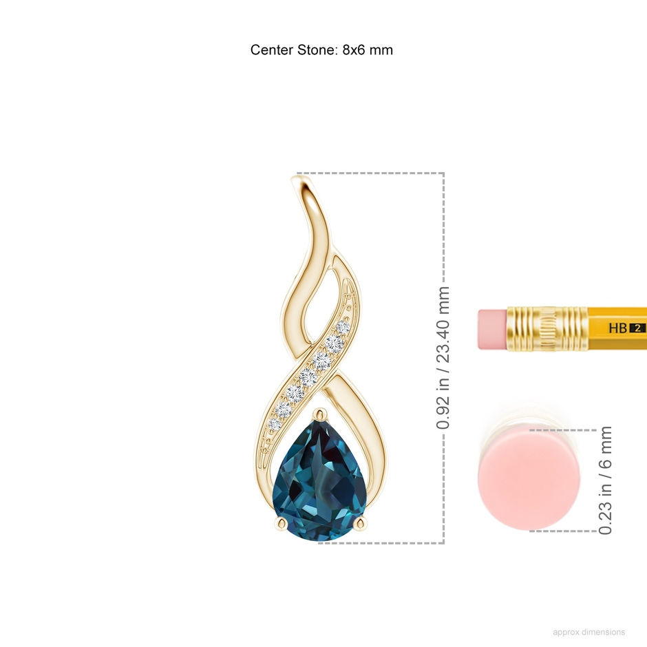 8x6mm Labgrown Lab-Grown Alexandrite Infinity Swirl Pendant with Diamonds in Yellow Gold ruler