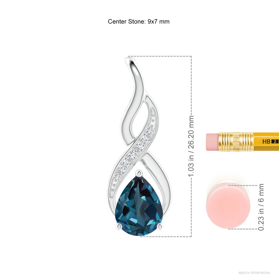 9x7mm Labgrown Lab-Grown Alexandrite Infinity Swirl Pendant with Diamonds in P950 Platinum ruler