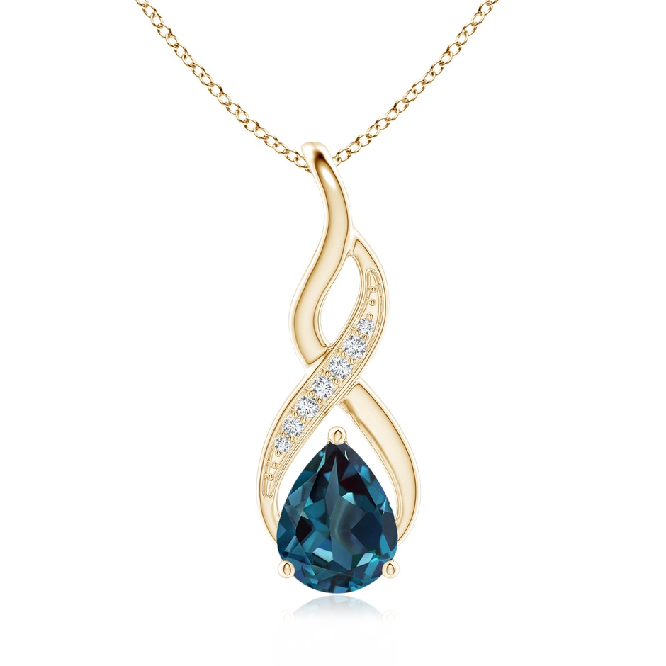 9x7mm Labgrown Lab-Grown Alexandrite Infinity Swirl Pendant with Diamonds in Yellow Gold 