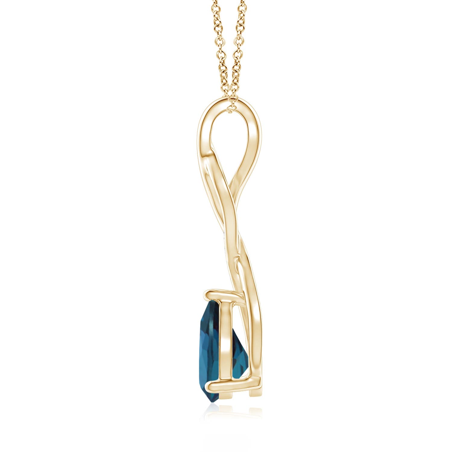 9x7mm Labgrown Lab-Grown Alexandrite Infinity Swirl Pendant with Diamonds in Yellow Gold