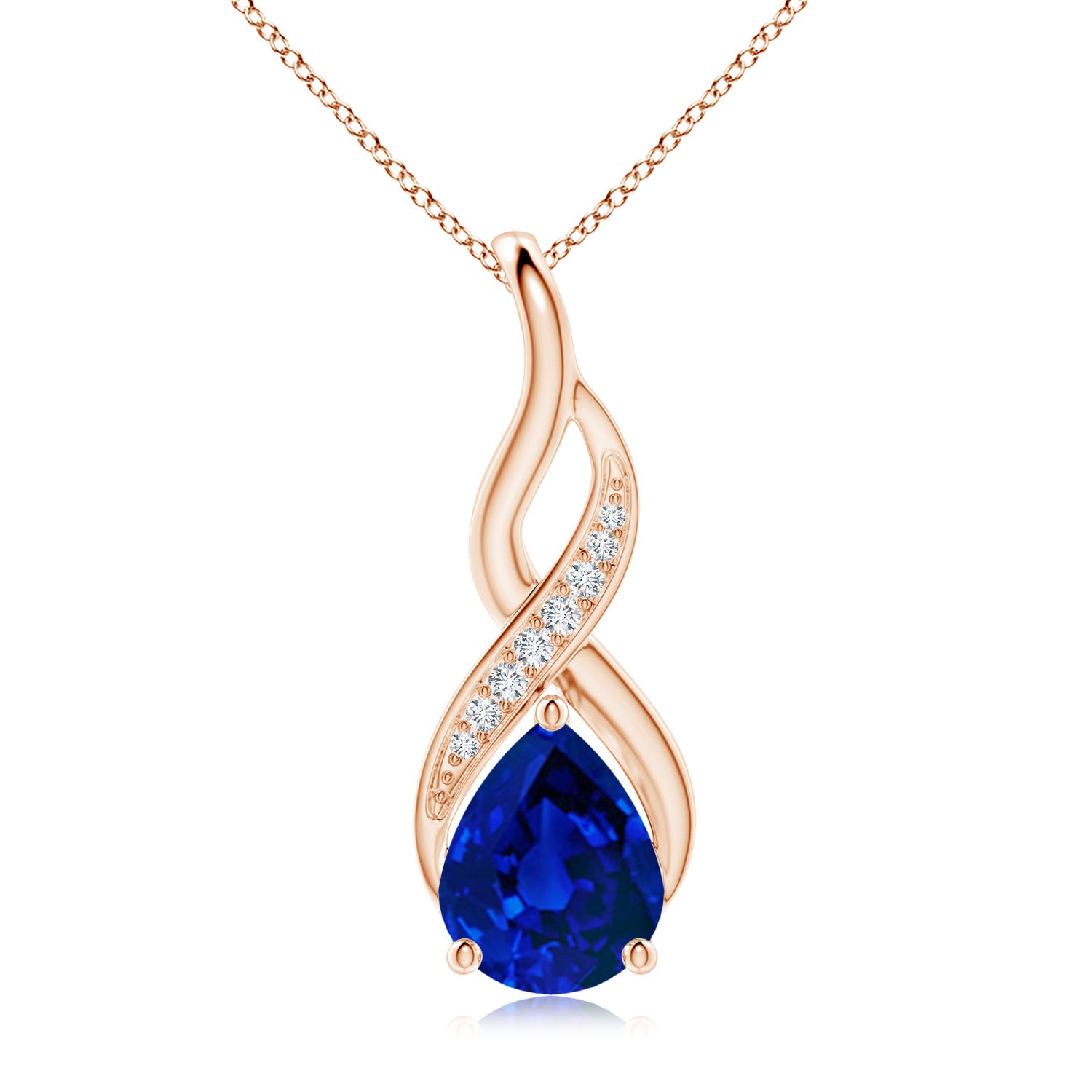 Rose Gold Lab Grown Blue Sapphire Necklaces & Pendants