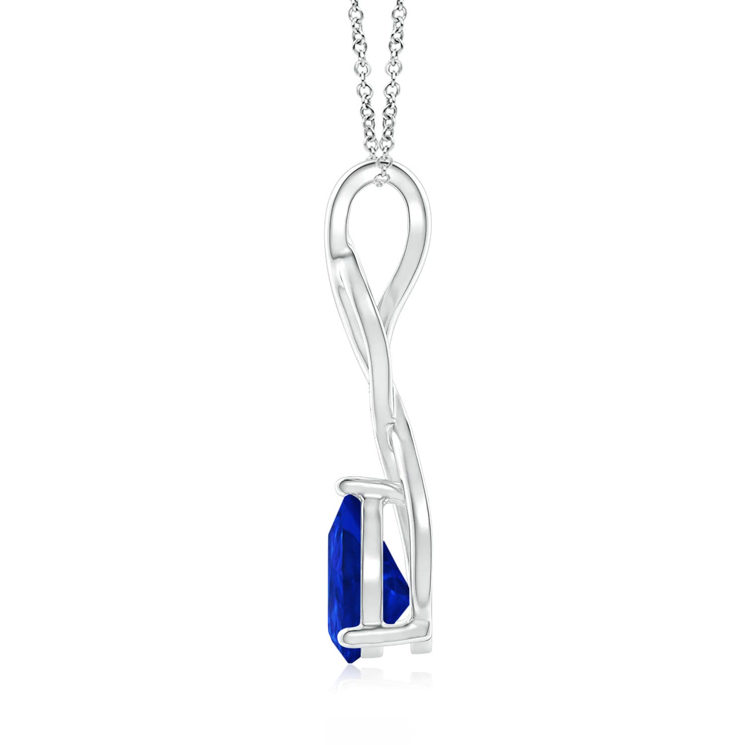 9x7mm Labgrown Lab-Grown Blue Sapphire Infinity Swirl Pendant with Lab Diamonds in P950 Platinum