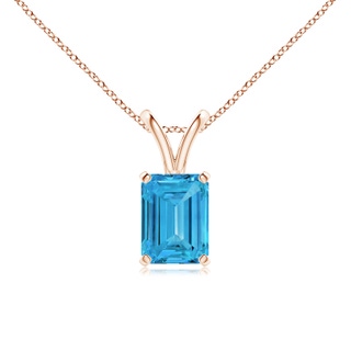 7.5x5.5mm Labgrown Emerald-Cut Lab-Grown Fancy Intense Blue Diamond Solitaire V-Bale Pendant in 18K Rose Gold