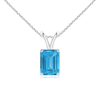 7.5x5.5mm Labgrown Emerald-Cut Lab-Grown Fancy Intense Blue Diamond Solitaire V-Bale Pendant in P950 Platinum