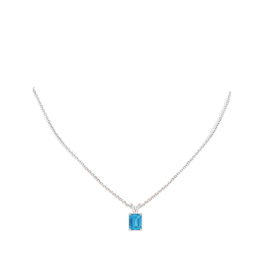 8.5x6.5mm Labgrown Emerald-Cut Lab-Grown Fancy Intense Blue Diamond Solitaire V-Bale Pendant in White Gold pen