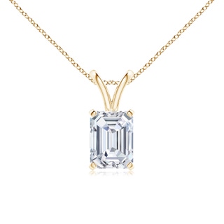 7.5x5.5mm FGVS Lab-Grown Emerald-Cut Diamond Solitaire V-Bale Pendant in 18K Yellow Gold