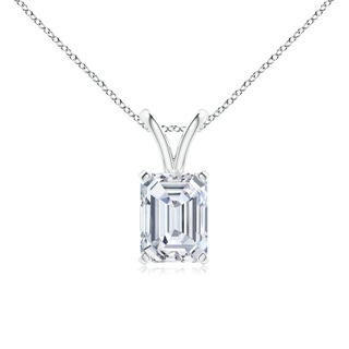 7.5x5.5mm FGVS Lab-Grown Emerald-Cut Diamond Solitaire V-Bale Pendant in White Gold