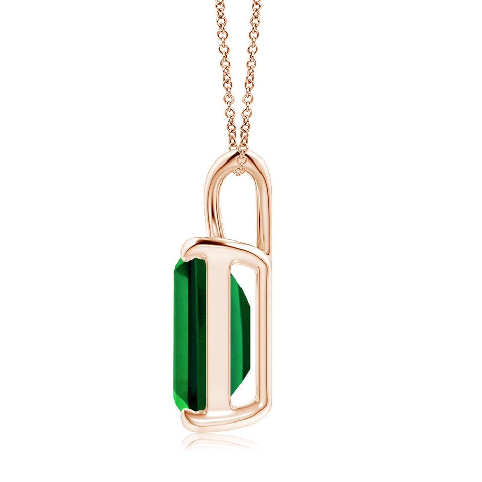 12x10mm Labgrown Lab-Grown Emerald-Cut Emerald Solitaire V-Bale Pendant in Rose Gold side 199