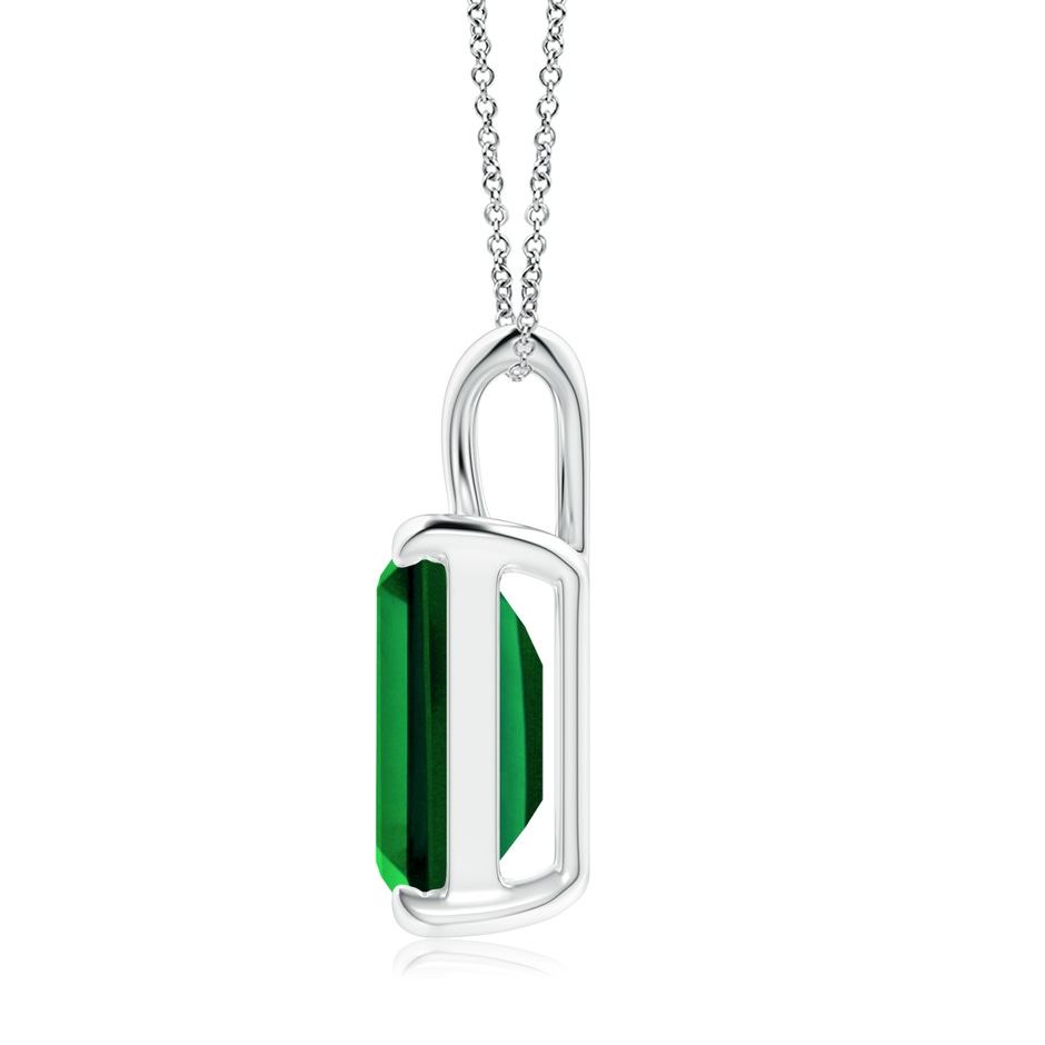 12x10mm Labgrown Lab-Grown Emerald-Cut Emerald Solitaire V-Bale Pendant in White Gold side 199