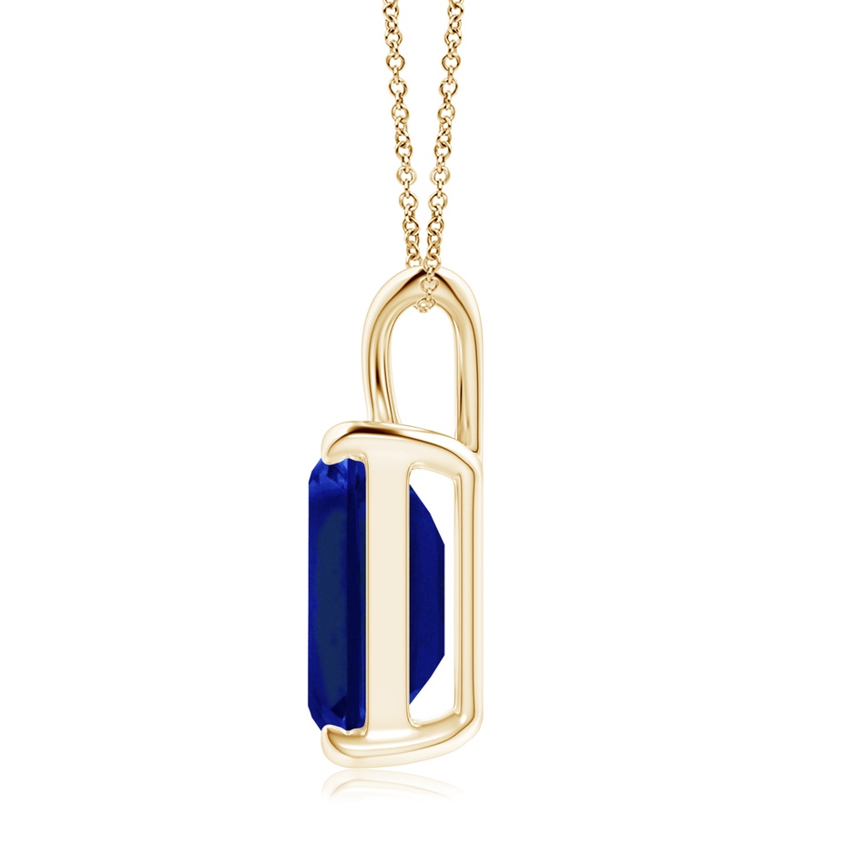 12x10mm Labgrown Lab-Grown Emerald-Cut Blue Sapphire Solitaire V-Bale Pendant in 18K Yellow Gold side 199