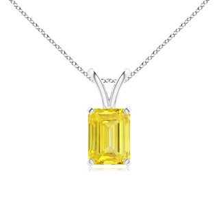 7.5x5.5mm Labgrown Emerald-Cut Lab-Grown Fancy Intense Yellow Diamond Solitaire V-Bale Pendant in P950 Platinum