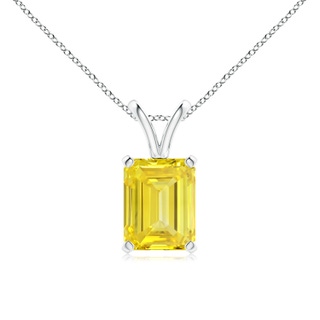8.5x6.5mm Labgrown Emerald-Cut Lab-Grown Fancy Intense Yellow Diamond Solitaire V-Bale Pendant in P950 Platinum