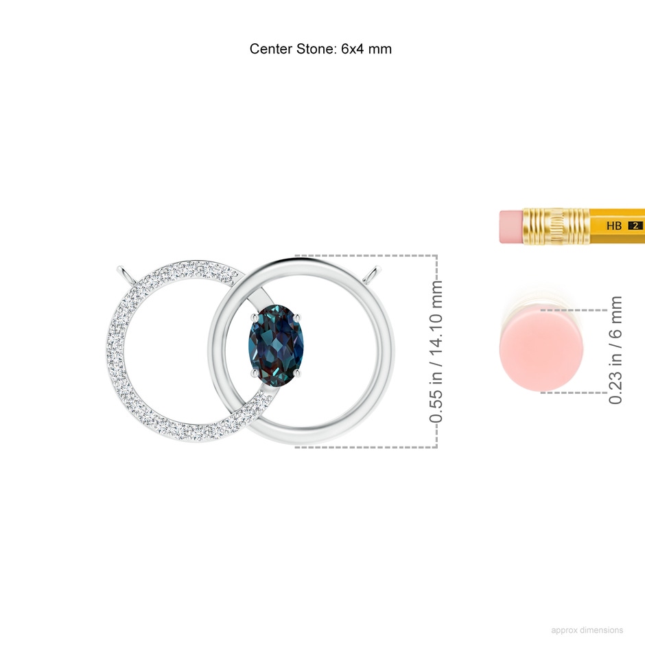 6x4mm Labgrown Lab-Grown Alexandrite Interlocking Circle Necklace with Diamonds in 18K White Gold ruler