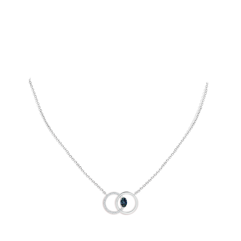 6x4mm Labgrown Lab-Grown Alexandrite Interlocking Circle Necklace with Diamonds in White Gold pen