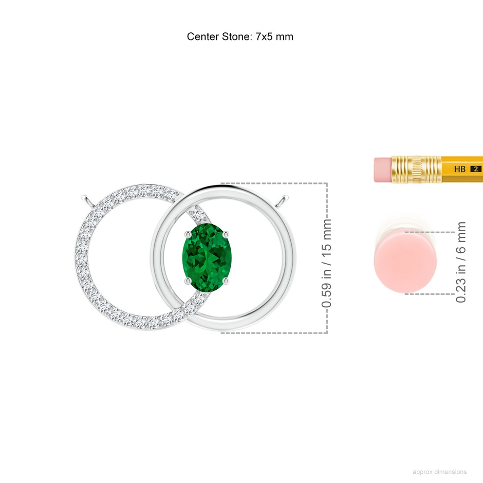 7x5mm Labgrown Lab-Grown Emerald Interlocking Circle Necklace with Lab Diamond Accents in P950 Platinum ruler