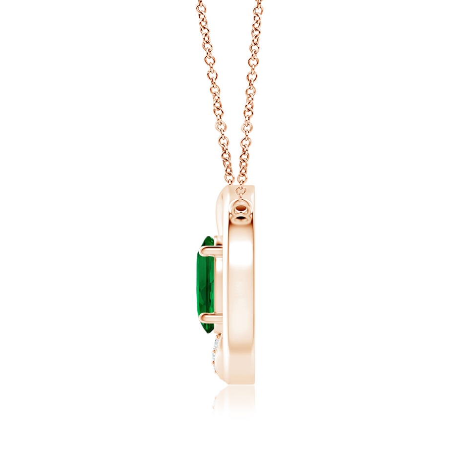 8x6mm Labgrown Lab-Grown Emerald Interlocking Circle Necklace with Lab Diamond Accents in Rose Gold side 199