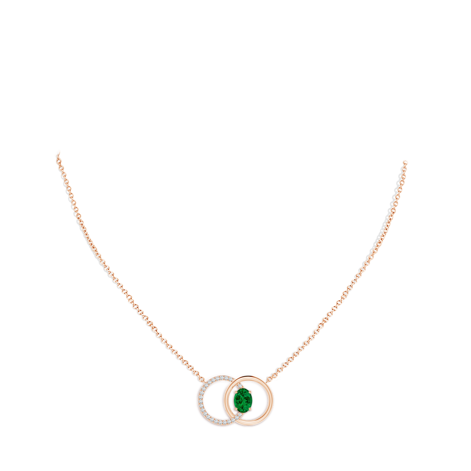 8x6mm Labgrown Lab-Grown Emerald Interlocking Circle Necklace with Lab Diamond Accents in Rose Gold pen