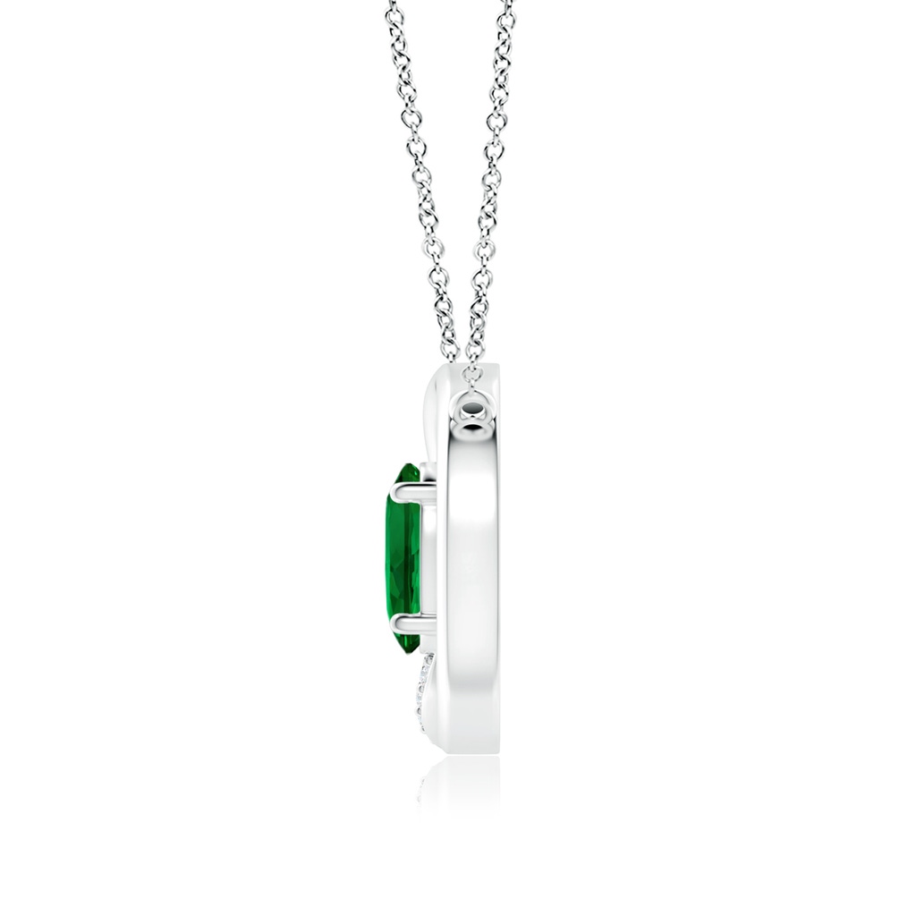 8x6mm Labgrown Lab-Grown Emerald Interlocking Circle Necklace with Lab Diamond Accents in White Gold - side 199