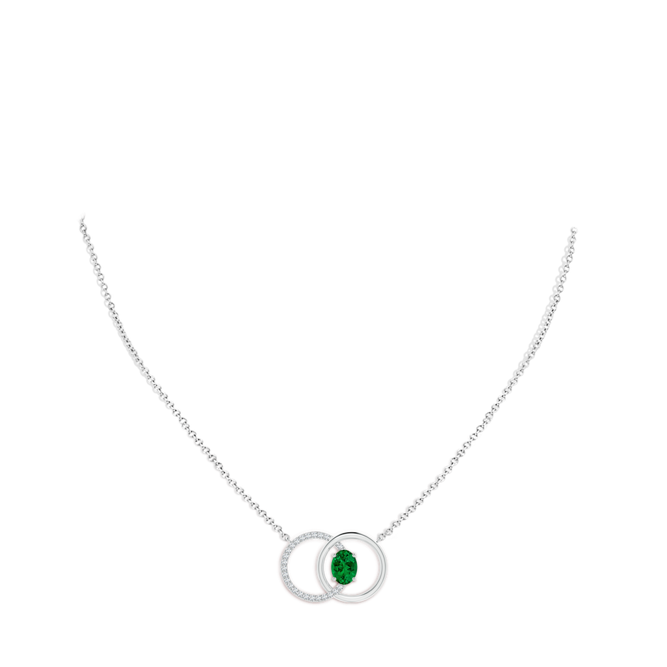 8x6mm Labgrown Lab-Grown Emerald Interlocking Circle Necklace with Lab Diamond Accents in White Gold pen