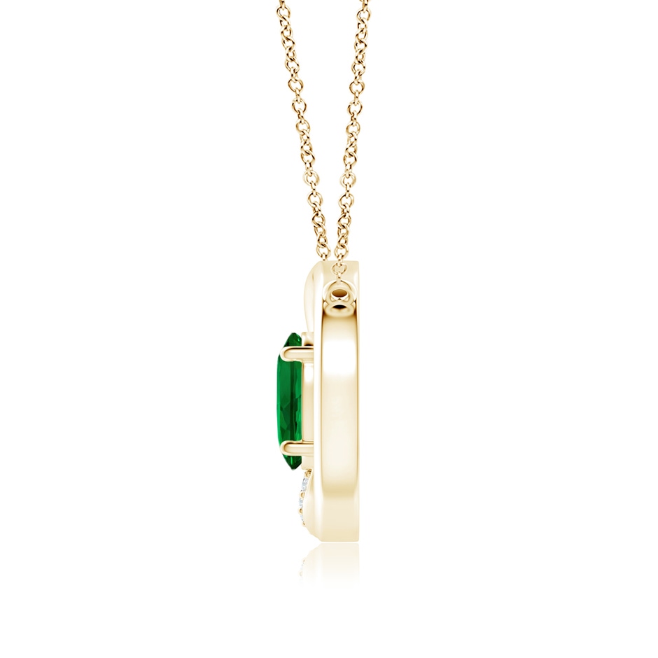 8x6mm Labgrown Lab-Grown Emerald Interlocking Circle Necklace with Lab Diamond Accents in Yellow Gold side 199