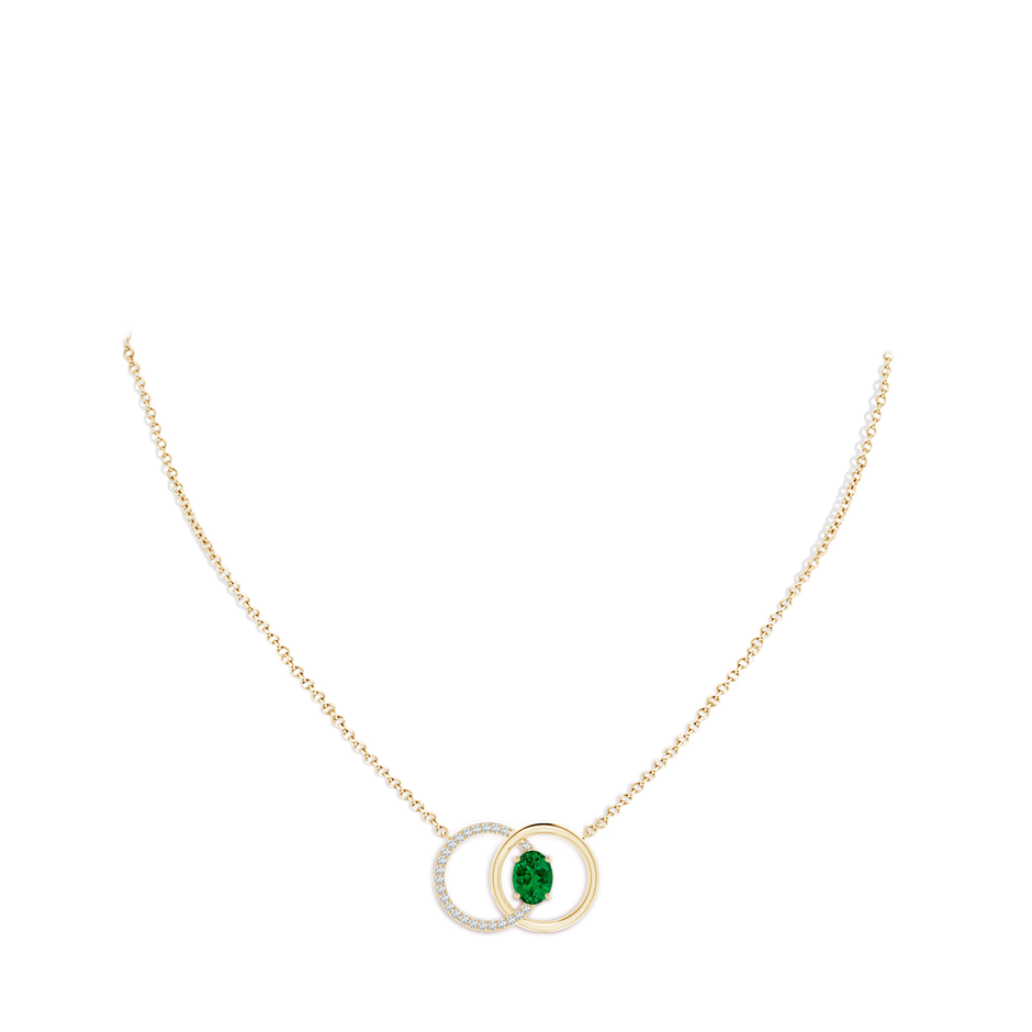8x6mm Labgrown Lab-Grown Emerald Interlocking Circle Necklace with Lab Diamond Accents in Yellow Gold pen