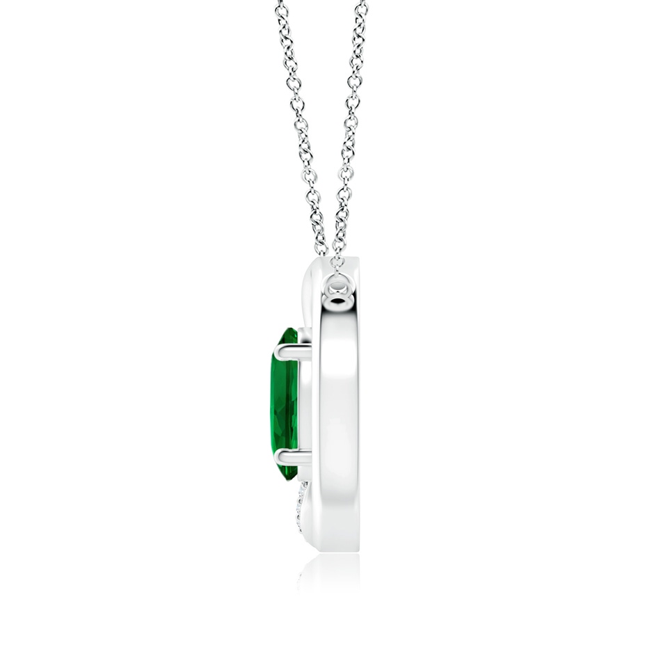 9x7mm Labgrown Lab-Grown Emerald Interlocking Circle Necklace with Lab Diamond Accents in White Gold side 199
