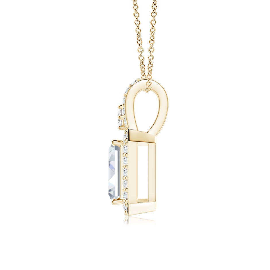 6x4mm FGVS Lab-Grown Emerald-Cut Diamond Halo Pendant in Yellow Gold Side 199