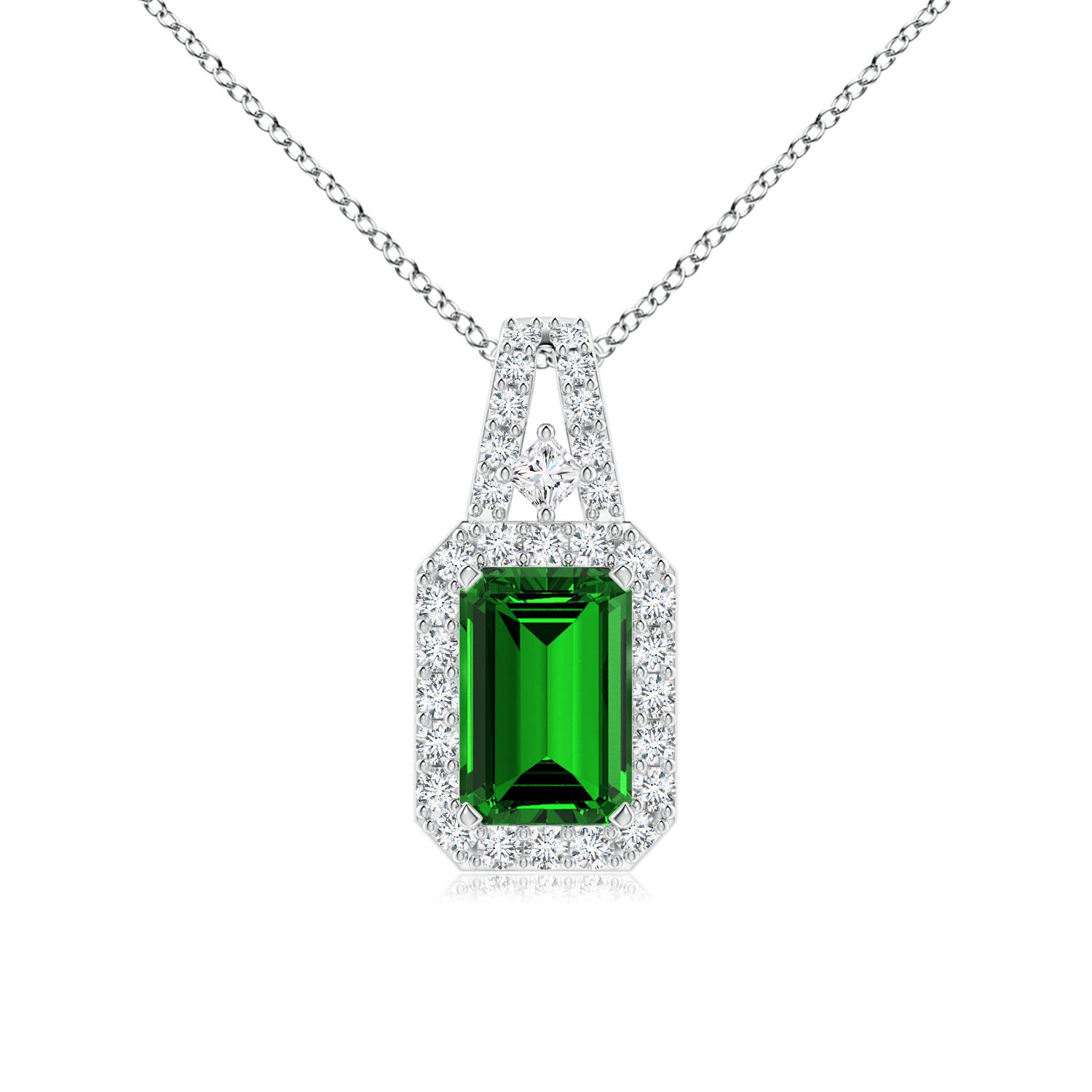 Premium - Lab-Grown Emerald / 0.65 CT / 14 KT White Gold