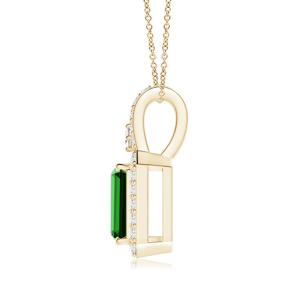 7x5mm Labgrown Lab-Grown Emerald-Cut Emerald Halo Pendant in Yellow Gold side 199