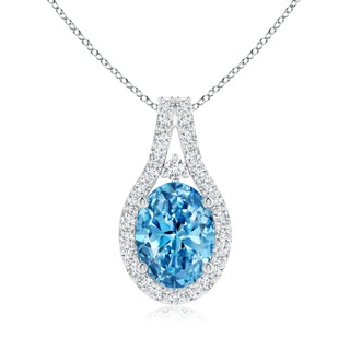 8x6mm Labgrown Classic Lab-Grown Fancy Intense Blue and White Diamond Halo Pendant in P950 Platinum