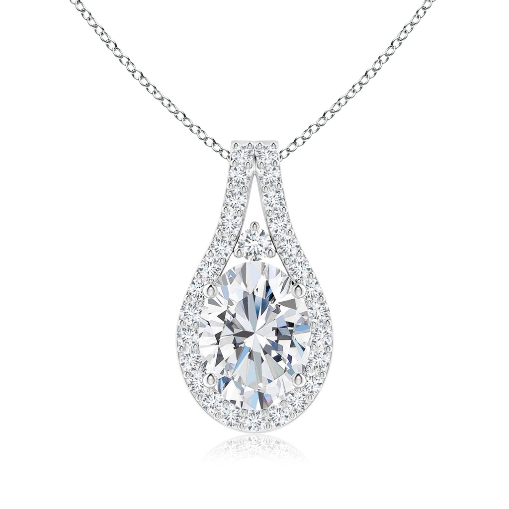 7.7x5.7mm FGVS Lab-Grown Classic Diamond Halo Pendant in P950 Platinum