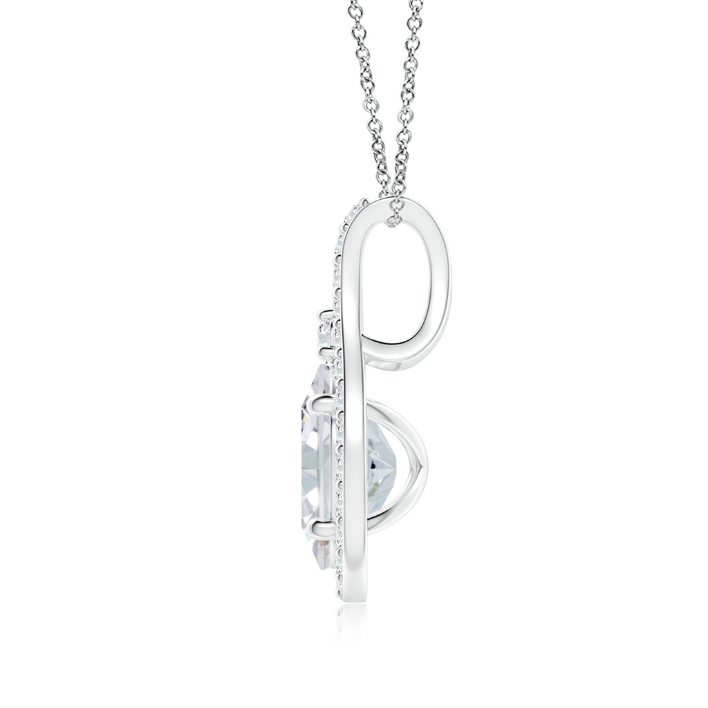 7.7x5.7mm FGVS Lab-Grown Classic Diamond Halo Pendant in White Gold - side 199
