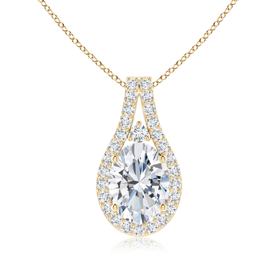 7.7x5.7mm FGVS Lab-Grown Classic Diamond Halo Pendant in Yellow Gold 