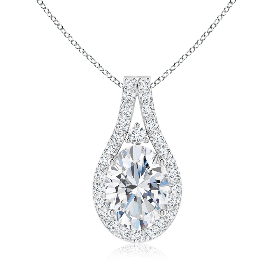 8.5x6.5mm FGVS Lab-Grown Classic Diamond Halo Pendant in White Gold 