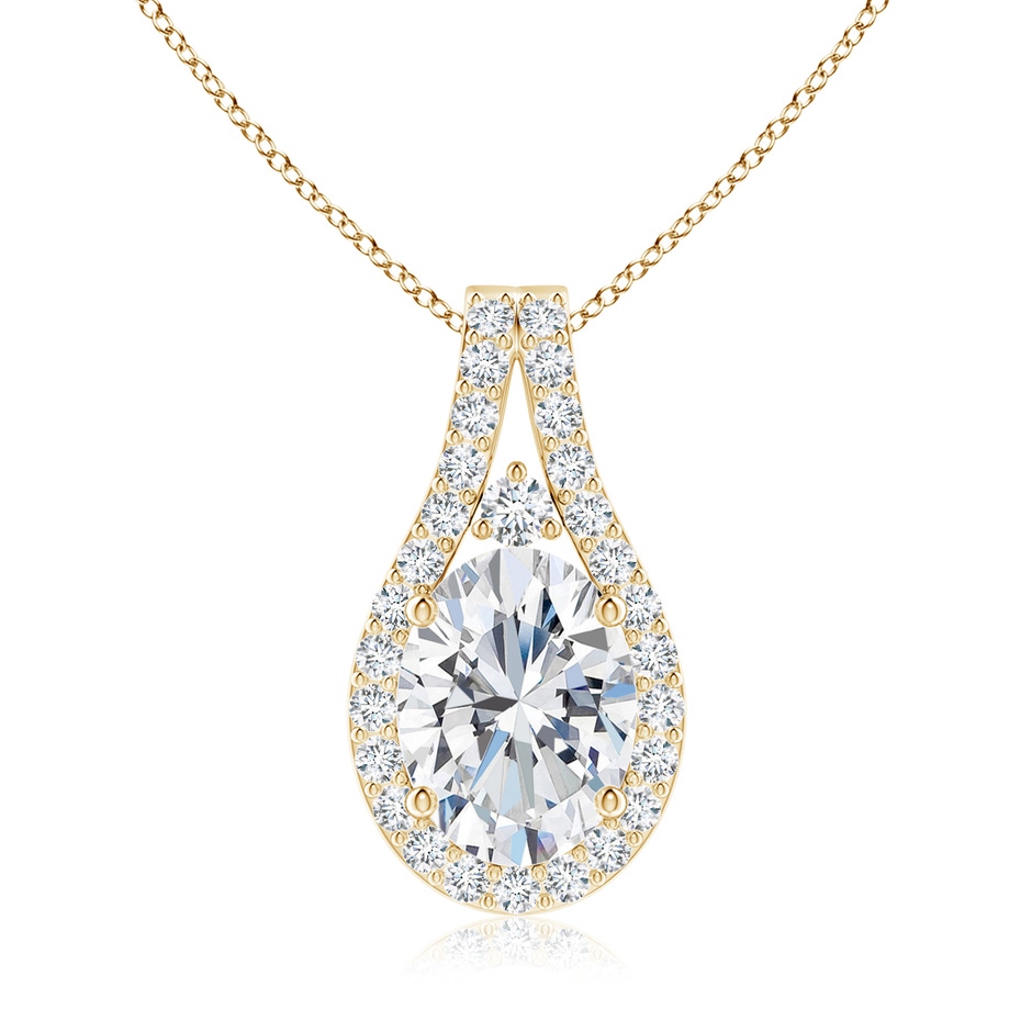 8.5x6.5mm FGVS Lab-Grown Classic Diamond Halo Pendant in Yellow Gold 