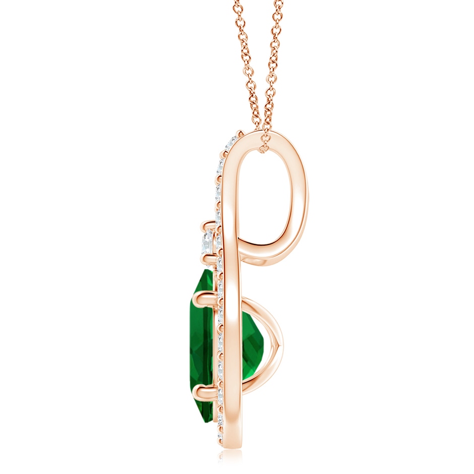 10x8mm Labgrown Lab-Grown Classic Emerald and Diamond Halo Pendant in 18K Rose Gold side 199