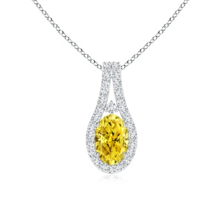 6x4mm Labgrown Classic Lab-Grown Fancy Intense Yellow and White Diamond Halo Pendant in P950 Platinum