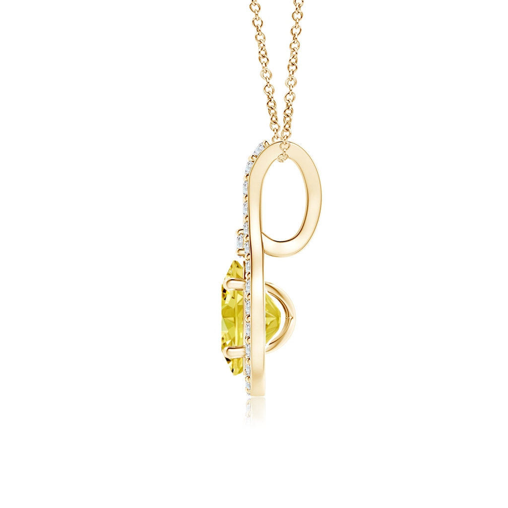 6x4mm Labgrown Classic Lab-Grown Fancy Intense Yellow and White Diamond Halo Pendant in Yellow Gold - side 199
