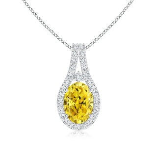 7x5mm Labgrown Classic Lab-Grown Fancy Intense Yellow and White Diamond Halo Pendant in P950 Platinum