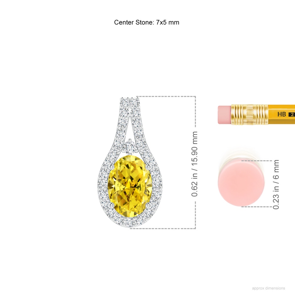 7x5mm Labgrown Classic Lab-Grown Fancy Intense Yellow and White Diamond Halo Pendant in White Gold ruler